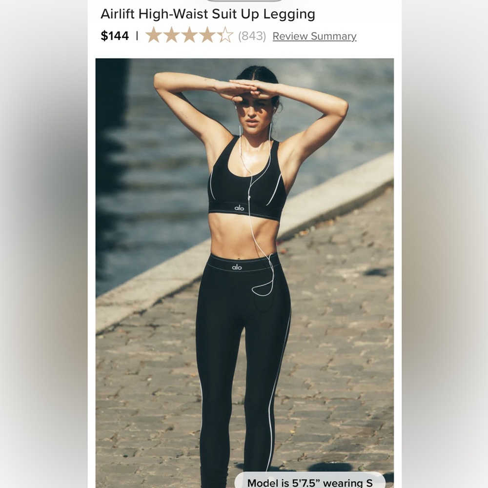ALO Yoga Black Leggings with White Logo